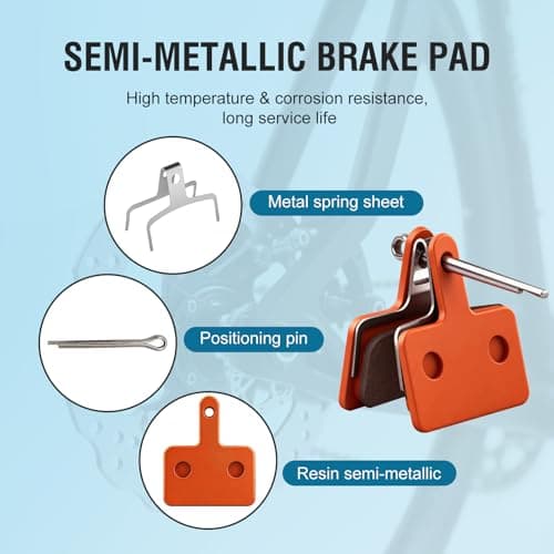 SkyStage 4 PCS Bike Brake Pads, Disc Brake Pads (Resin,Semi-Metallic) for Mountain Bike Disc Brakes, Bicycle Brake Pads Compatible with TRP Tektro Shimano Deore Br Ebike Brake Pads (4 PCS-Orange) — view 4
