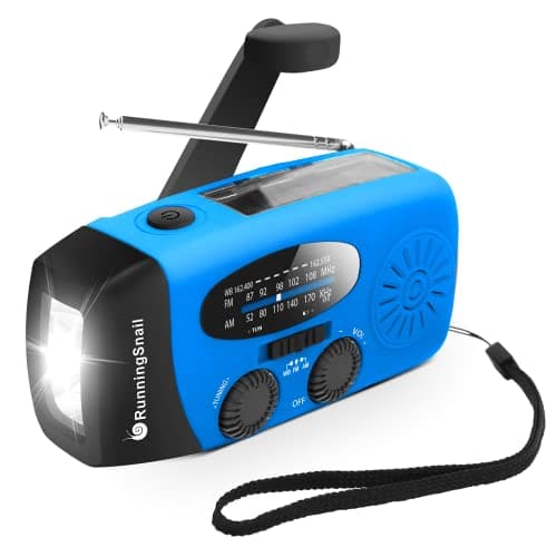 Emergency Hand Crank Radio with LED Flashlight for Emergency, AM/FM Portable Weather Radio with 2000mAh Power Bank Phone Charger, USB Charged & Solar Power for Camping, Emergency(Blue)