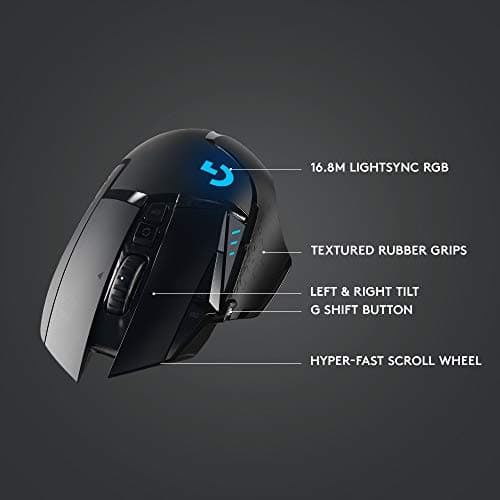 Logitech G502 Lightspeed Wireless Gaming Mouse with Hero 25K Sensor, PowerPlay Compatible, Tunable Weights and Lightsync RGB - Black — view 5