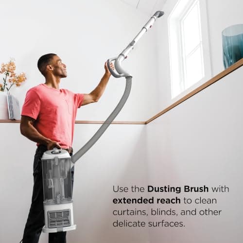 Shark Upright Vacuum Cleaner | Navigator Lift-Away | Pet Hair, Carpet & Hard Floor Cleaning | Dusting Brush & Crevice Tool | HEPA Filter | Swivel Steering | White/Silver | NV356E — view 2