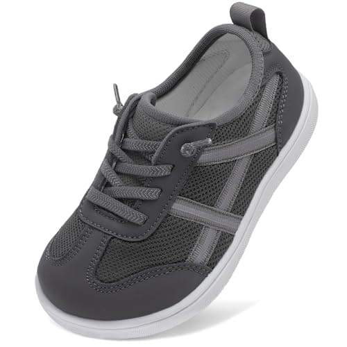 LeIsfIt Toddler Shoes Boys Girls Wide Barefoot Shoes Kids Slip on Casual Sneakers Breathable Non-Slip Sneakers for Walking Play School Tennis, Grey, 8 Toddler