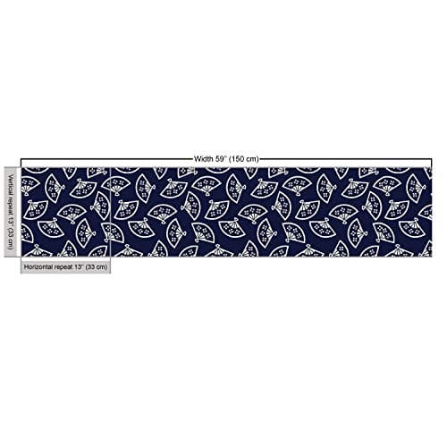 Ambesonne Geometric Fabric by The Yard, Hand Fan Pattern East Culture Inspirations Oriental Motif Kimono Design, Decorative Fabric for Upholstery and Home Accents, 1 Yard, Ivory Blue — view 2