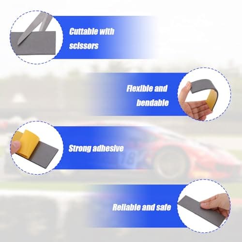 7oz Weights Kit for Pinewood Derby Cars, 13pcs No-Drill Adhesive Pine Wood Car Weights with 3oz Flexible Strip & 1/4oz 1/2oz Blocks Accessorie for Race Car Wheels Axles COG Speed Adjustment (Gray) — view 4