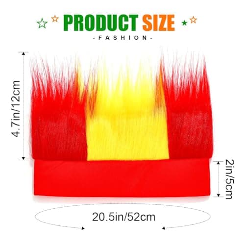 Zoestar Hairy Headband Soccer Funny Crazy Wig Hat Headbands 2026 Football Sports Hair Accessories for Men and Women (Red Yellow Red)