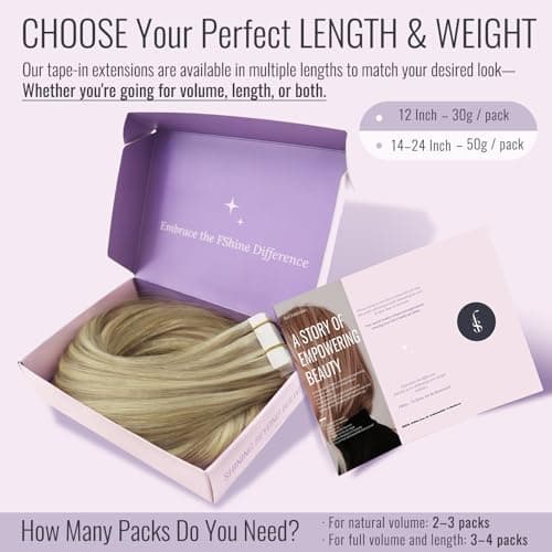 Fshine Tape in Hair Extensions 12 Inch 30g Dark Ash Blonde Highlighted Golden Blonde Hair Extensions Tape in Real Hair 20pcs Invisible Straight Blonde Tape in Remy Human Hair Extensions for Women — view 4