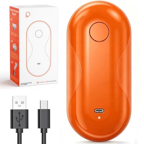 Electric Can Opener, Auto-Stop, Rechargeable, Side-Cut Smooth Edge, Hands Free Automatic Can Opener for Seniors & Arthritis Patients (Orange)