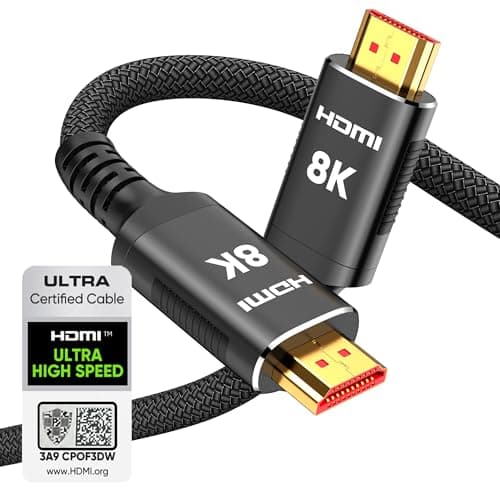 Snowkids 8K Certified HDMI 2.1 Cable 10 ft, Non-Slip Nylon Braided, 48Gbps Ultra High-Speed HDMI Cables Cord, 10K 8K@60Hz, 4K@120Hz Compatible for TV/PS-5/X-box/Projector/Sound System & More