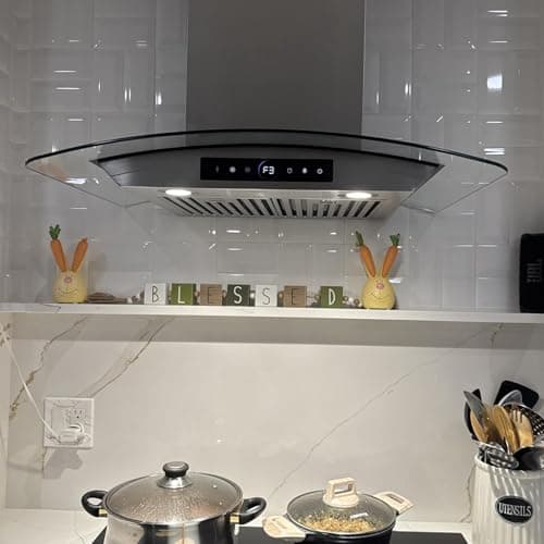 TAZPI 30 Inch Wall Mount Range Hood 1200 CFM, 4-Speed Wall Mount Range Hood with Touch Control & Gesture Sensing Stainless Steel Kitchen Stove Vent Hoods with 2 LED Lights Pro Series — view 4