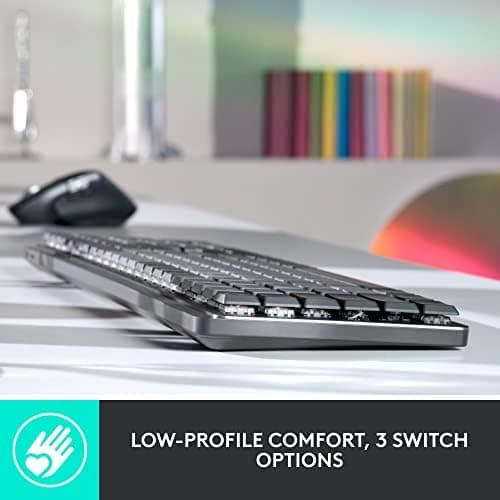 Logitech MX Mechanical Wireless Illuminated Performance Keyboard, Tactile Quiet Switches, Backlit Keys, Bluetooth, USB-C, macOS, Windows, Linux, iOS, Android, Metal, ‎Graphite — view 3