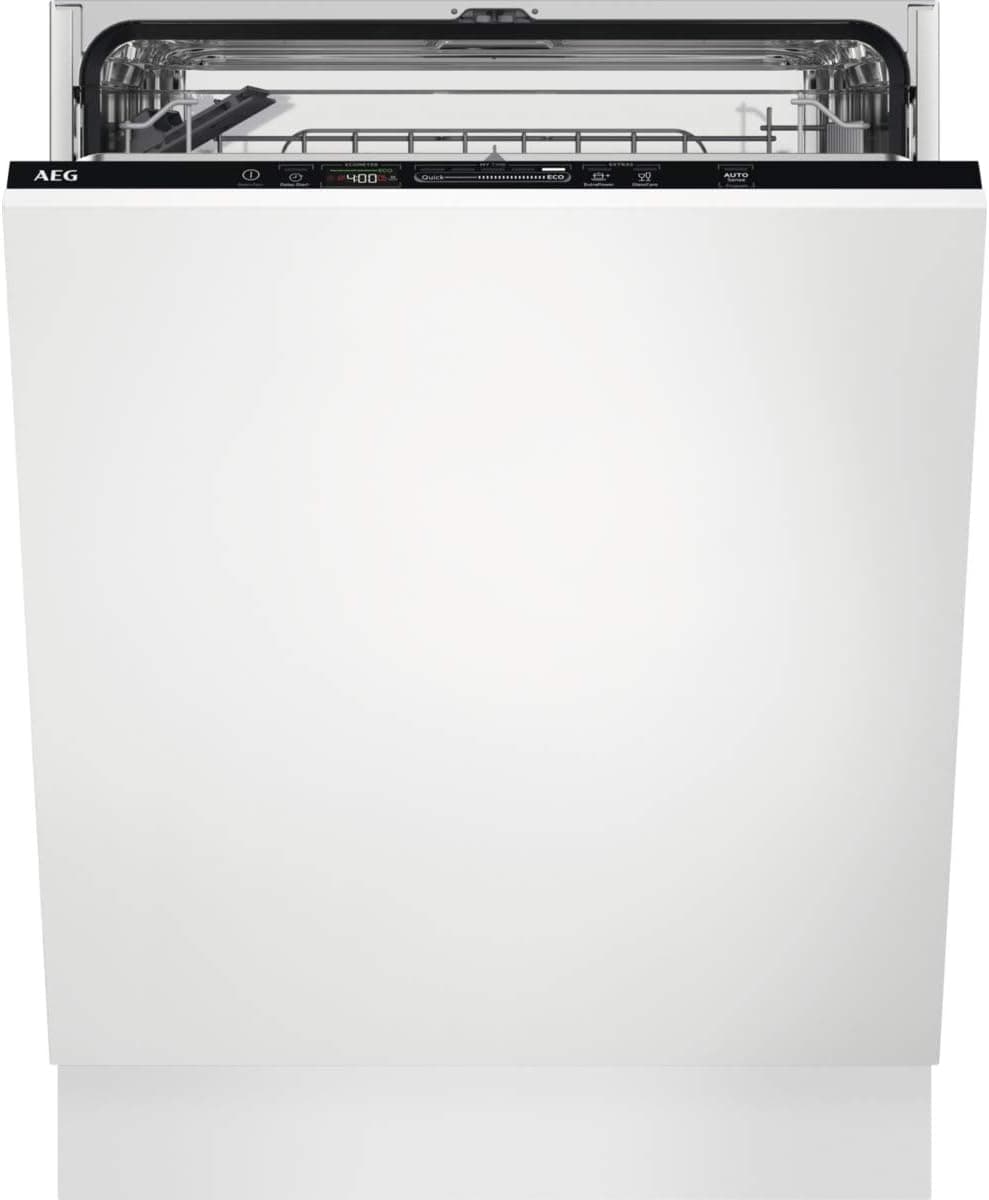 AEG FSB53617Z Lavavajillas de Integración AirDry 13 cubiertos, Desconexión automática, Display con sistema QuickSelect, 7 programas a 3 temperaturas, Motor Inverter, 46 dBA, Blanco, 60 cm