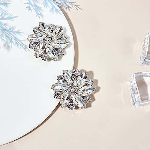 FINGERINSPIRE 2Pcs Crystal Shoe Clips Rhinestone Crystal Metal Shoe Clips Wedding Bridal Shoe Buckles Elegant Rhinestones Flower Clips for Jewelry Shoes Clothing Bags Hats Decor, Alloy+Rhinestone, — view 5