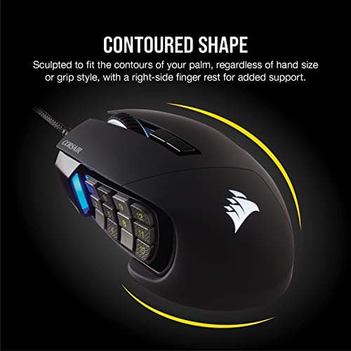 Corsair Scimitar RGB Elite Gaming Mouse for MOBA, MMO - 18,000 DPI - 17 Progammable Buttons - iCUE Compatible - Black — view 4