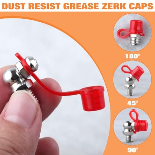 70 Pcs Metric Hydraulic Grease Fittings Assortment, M6 M8 M10 Straight 45° 90° Angled Zerk Grease Fitting with Cap, Galvanized Steel Grease Zerk Kit — view 2