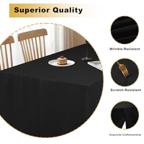 JIUZHEN Black Waterproof Polyester Table Cloth 2 Pack, Fitted Tablecloths for 6 Foot Tables, 72 x 30 Inch Rectangular Tablecloth for Events, Weddings, Parties, Banquets — view 4