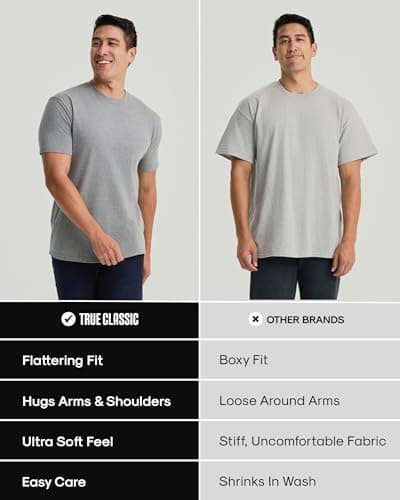 True Classic Mens T-Shirts – Short Sleeve Crew Neck T Shirts for Man, Cotton Blend Novelty Tshirt for Men, T-Shirt Homme, Pack of 4, Essentials, M — view 6