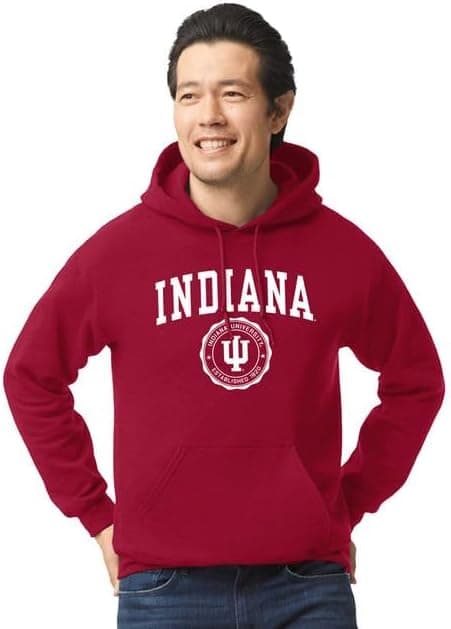 Barnesmith Hooded Sweatshirt, Unisex, Cotton/Poly Blend, Heritage Logo Medium Indiana - Cardinal