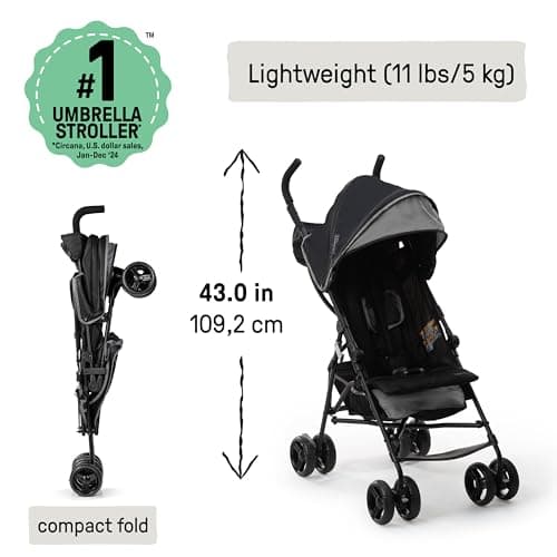 Ingenuity 3D Mini Convenience Stroller – Lightweight Stroller with Compact Fold, Multi-Position Recline, Canopy with Pop Out Sun Visor and More – Umbrella Stroller for Travel and More, Gray — view 2