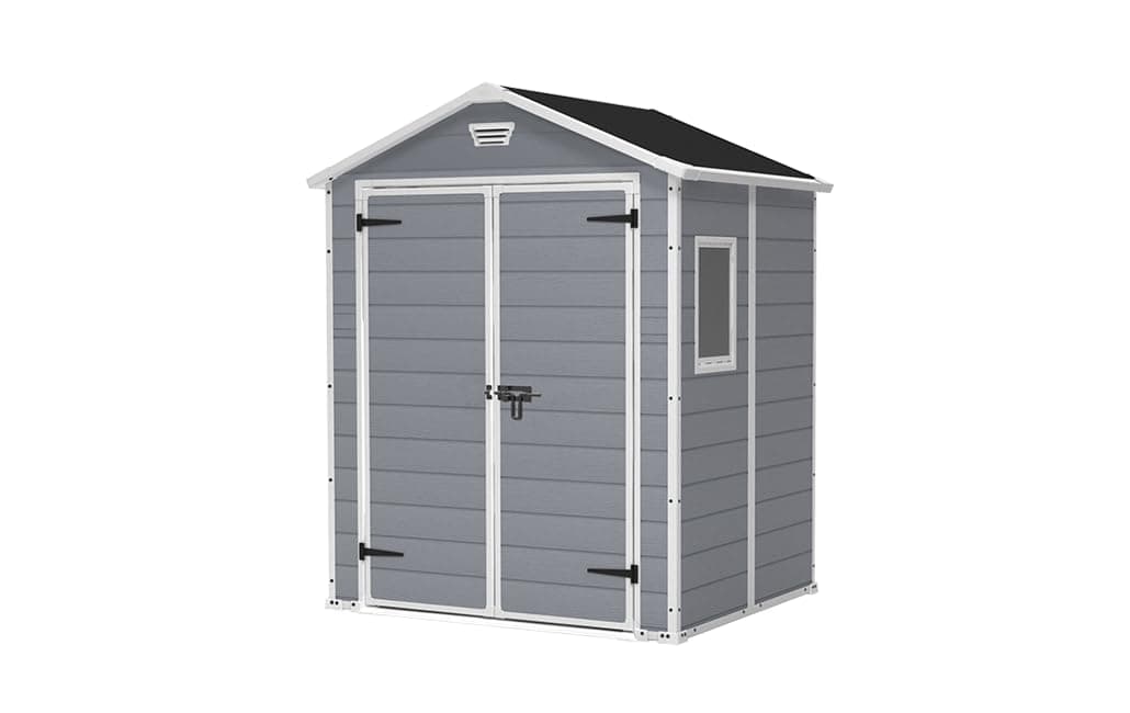 Keter Manor 6X5 - Caseta de jardín, 185x152x226 cm y 2,5m2, Suelo, Sistema de ventilación, Puerta y Ventana, Resistente al Agua, Color Gris — view 2