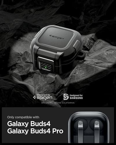 Spigen for Samsung Galaxy Buds 4 Pro Case, Galaxy Buds 4 Case (2026) Drop-Protection Cover with Secure Locking Protection - Matte Black