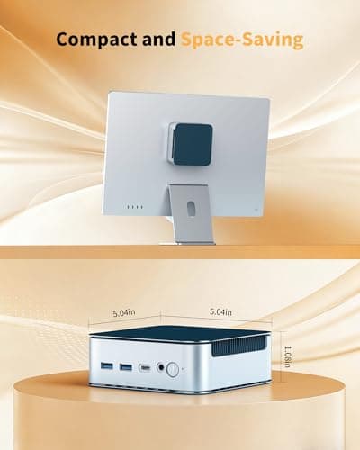 Glorlin Mini PC AMD Ryzen 5300U, 16GB DDR4 512GB NVMe SSD, Triple 4K HDMI/DP/Type-C, WiFi 6 BT5.3, Dual 2.5G LAN, Expandable to 64GB/4TB, Small Desktop Computer Micro PC for Office, Home, Media — view 8