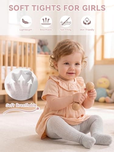 Miipat Baby Girl Tights Toddler Footed Leggings Mesh Lace Stockings 2 Pack Little Kids Hollow Pantyhose(WhiteGreyDiamondLace,2-4T) — view 2