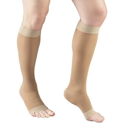 Truform Sheer Compression Stockings, 15-20 mmHg, Women's Knee High Length, Open Toe, 20 Denier, Light Beige, Small — view 4