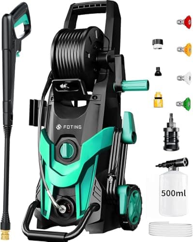 FOTING Power Washer, 4500 PSI Pressure Washer with 4 Quick Connect Nozzle & Foam Cannon&Inlet Hose, High Pressure Washer for Cars/Fences/Patio/Driveways