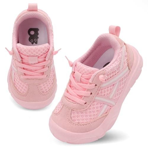 Besroad Sneakers for Boys Girls Kids Barefoot Running Walking Shoes Wide Toe Slip On Sneakers Breathable Lightweight Fashion Casual Tennis Shoes Pink 7 Toddler