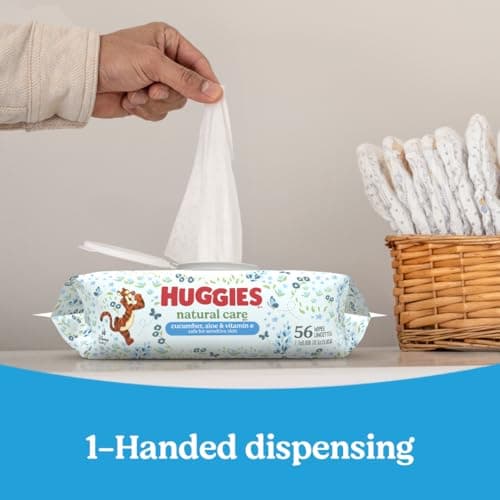 Huggies Natural Care Cucumber, Aloe and Vitamin E Baby Wipes, Hypoallergenic, Scented, 3 Flip-Top Packs (168 Wipes Total), Packaging May Vary — view 5