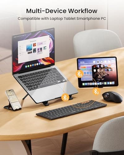ProtoArc Foldable Bluetooth Keyboard, XK01 Full-Size Portable Wireless Keyboard for Travel, 105 Keys, 0.65" Keycaps, Multi-Device Sync for iPad Tablet Smartphone Laptop PC Windows iOS Android, Black — view 4