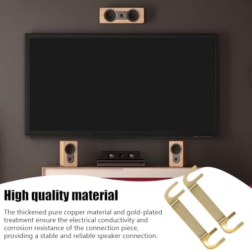 Speaker Wire Lugs - Pure Copper Gold Plated Connector | Audio Terminal Cup Adapter | Stereo Wiring Link Bridge for Amplifier Cabinet Crossover Binding Post Sound System Installation — view 2