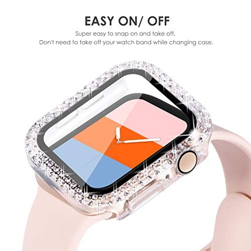 KADES Bling Case for Apple Watch 40mm with Built-in Screen Protector, Sparkling Rhinestone Protective Cover Compatible with Apple Watch Series SE3 SE2 6 5 4 SE (40mm, Clear) — view 3
