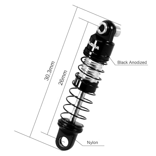 INJORA Aluminum 26mm Oil Shocks for 1/30 Axial SCX30(Black Silver)
