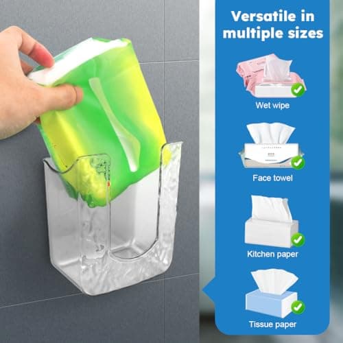CALIDAKA Wall Mounted Wipes Dispenser 2 Pack Adhesive Tissue Box Holder — view 2