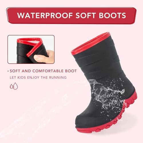 Kids Winter Rain Boots, Waterproof Rubber Warm Boots, Children Mud Boots for Boys and Girls, Toddler/Little Kid/Big Kid — view 4
