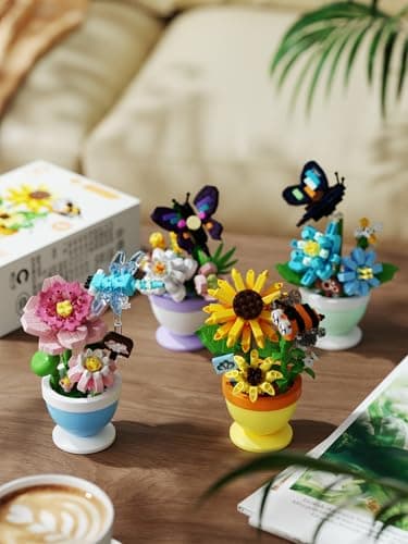 Sacblirr Blue Rosa Butterfly Mini Flower Bonsai Building Toy Set — view 5