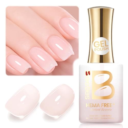Beetles Apricot Reverie Nude Gel Polish - 15ML Full Size Neutral Jelly Pink Nail Polish Base Color Nail Concealer Sheer Translucent Effect Soak Off UV French Nail Art Salon DIY Manicure Gifts