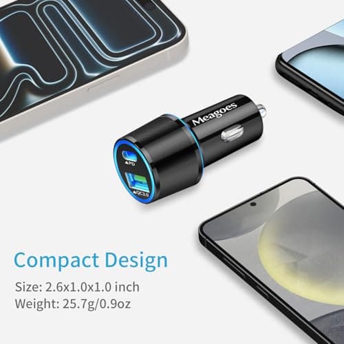 67.5W Car Charger USB C Super Fast Charging, 45W USBC & QC3.0 Port Plug for iPhone 17 Pro Max/Air/16/15/iPad, Samsung S26/S25 Android Cell Phone, Dual 12V Cigarette Lighter Adapter+ 3.3ft Type C Cable — view 4