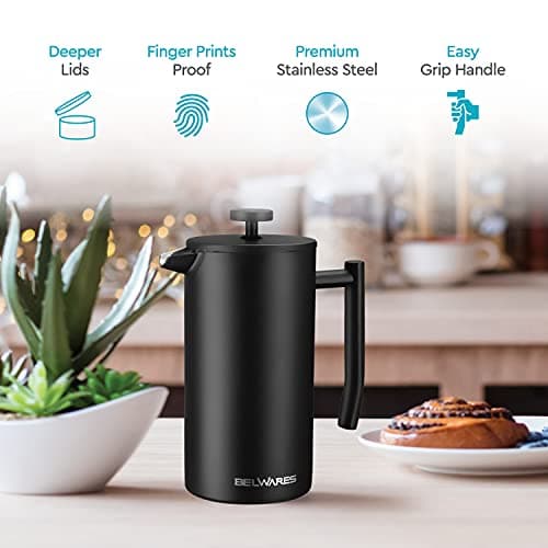 French Press Coffee Maker - 50oz Stainless Steel, Insulated Coffee Press — view 5