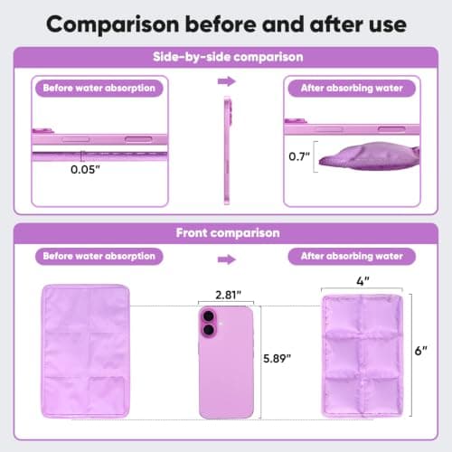 Upelf 4Pcs Reusable Ultra‑Thin Ice Packs for Lunch Boxes & Cooler, 6"x4"x0.7" Leakproof Foldable Cooling Packs, Space‑Saving Cold Packs for Food Storage, Picnic