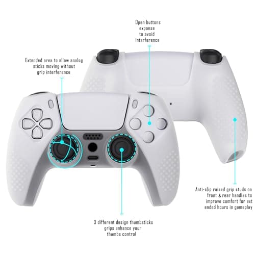 eXtremeRate PlayVital Glow in Dark - Green 3D Studded Edition Anti-Slip Silicone Cover Skin for ps5 Controller, Soft Rubber Case Protector for ps5 Wireless Controller with 6 Black Thumb Grip Caps — view 3