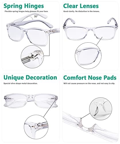 Eyekepper Women's Stylish Readers Comfortable Reading Glasses Men Transparent Frame Spring Hinges — view 4