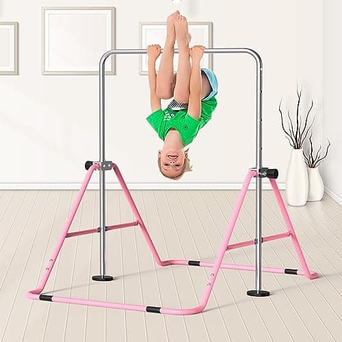 FBSPORT Folding Gymnastic Training Kip Bar with Rings,Expandable Gymnastics Bars Horizontal Bars Adjustable Height Fitness Equipment for Home/Floor/Practice/Gymnastics/Trainning/Parkour — view 7