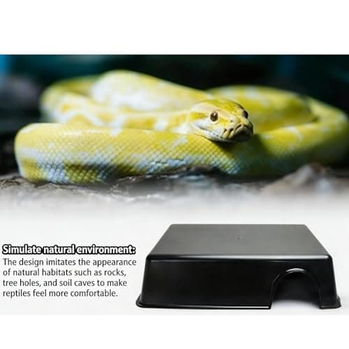 Reptile Hide Box, Animal Hideout, Plastic Hide cave for Leopard Geckos, Small Snakes, Juvenile Ball Pythons, Lizards, hognose Snakes, cornsnakes (Black, Large) — view 5