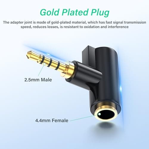 SinLoon 4.4mm Female to 2.5mm Male Balanced Audio Adapter, Gold Plated Plug, Balanced Converter for HiFi DAP Headphone Amplifier — view 2