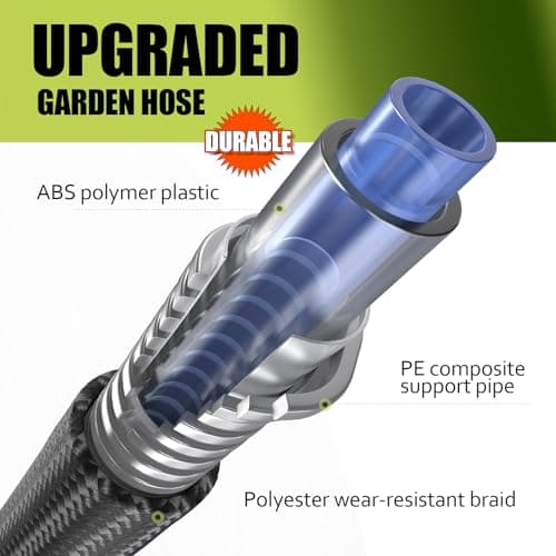 Relxitl Garden Hose, Flexible Water Hose, Ultra Lightweight Non-Expanding hose with 10 Function Sprayer, Leak proof, Pressure Resistant for Yard, Outdoor (Black, 25FT)