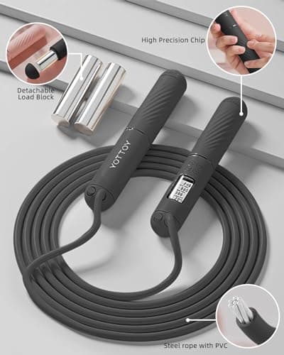 YOTTOY Cordless Jump Rope with Counter - Ropeless Rope 2 In 1 with Large Cordless Ball-Weighted Jump Rope for Women with LCD Display (Black) — view 5