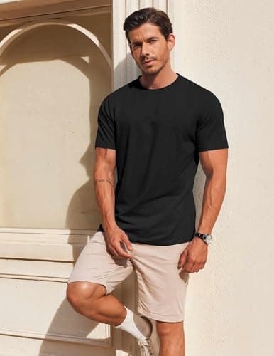 COOFANDY Men's T Shirt Short Sleeve Crew Neck T-Shirt Casual Summer Basic Tee Shirts Black — view 3