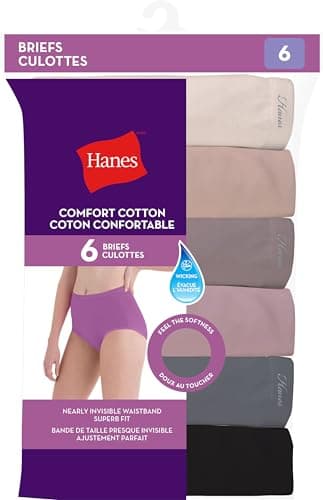 Hanes Women's 6 Pack Core Cotton Brief Panty, Neutrals, X Large — view 7