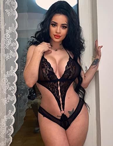 Avidlove Halter Deep V Lingerie Teedy Lace Bodysuit One Piece Babydoll — view 2